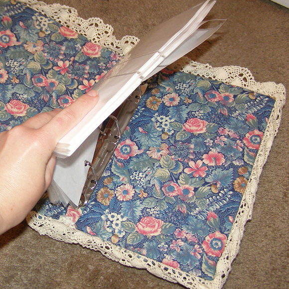 Custom Made Cat Theme Floral Fabric Photo Album - Picture 6 of 8